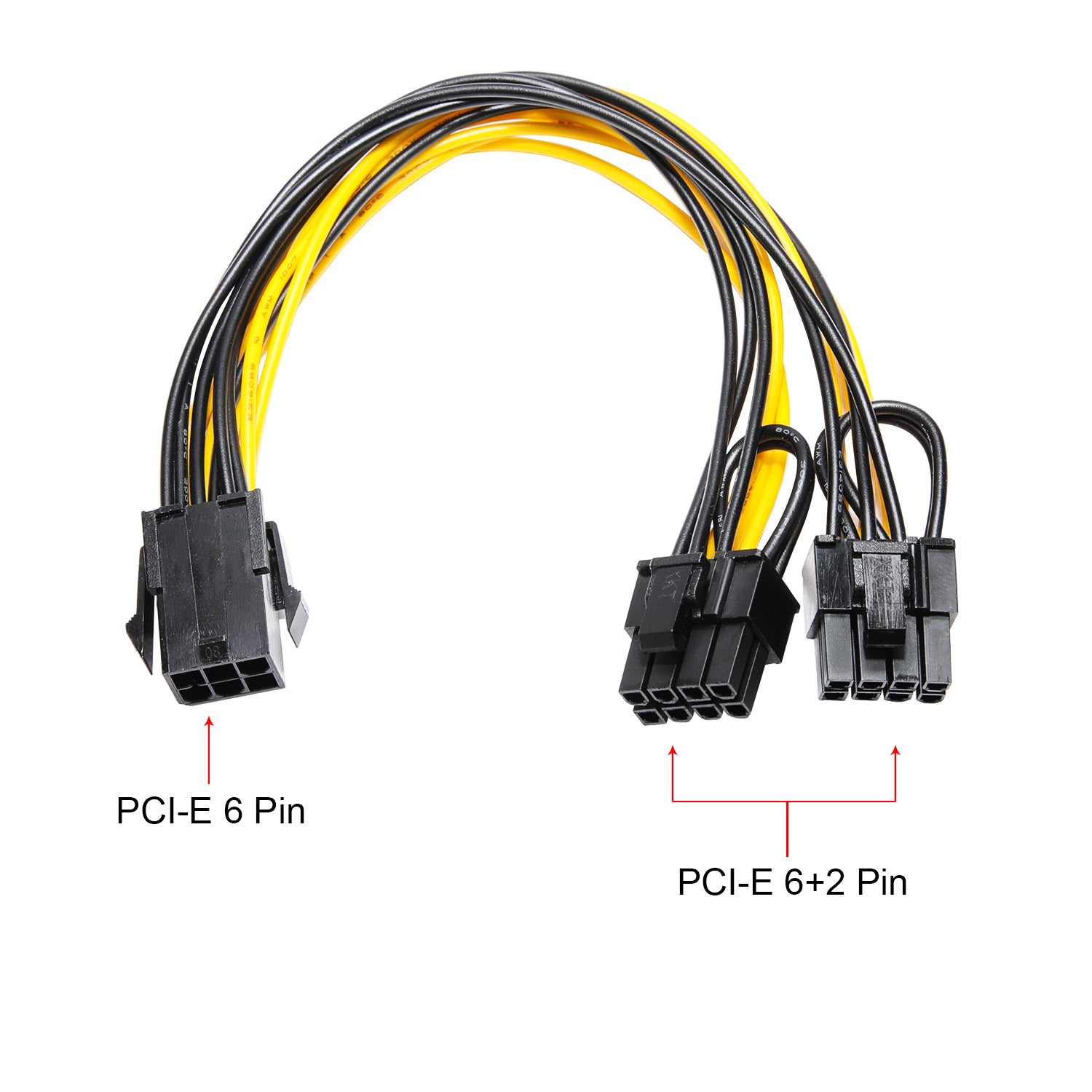 6 Pin to 8 Pin (6+2) PCIe Adapter Power Cable for EVGA Modular Power Supply Mining Video Card Extension Cable 6 pin Female to 8 Pin Male Power Cable 8.86 Inches（2PCS）